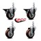 Service Caster 3.5'' Maroon Polyurethane Swivel 7/8'' Square Stem Caster Set 2 Brakes, 4PK SCC-SQ20S3514-PPUB-MRN-PLB-78-2-S-2 - alternate 4